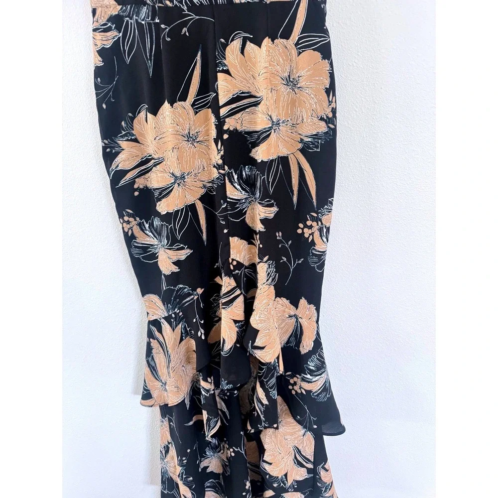 Lulus Dress | Darling Daylily Black Floral Print Hi-Low Maxi Dress
